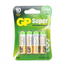 0110Батарейка GP Super Alkaline LR06  - 4 шт.(на блистере)- (АА)