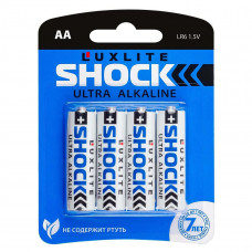 0114 Батарейки Luxlite Shock АА 4 штуки в блистере (BLUE)