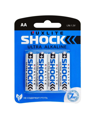 0114 Батарейки Luxlite Shock АА 4 штуки в блистере (BLUE)