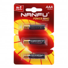 0119 Батарейка алкалиновая Nanfu, AAA, LR03-3BL, 1.5В, блистер, 3 шт.
