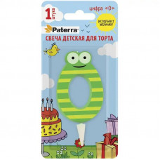 0354 Свеча детская для торта, цифра 0, 1 шт. в упаковке, PATERRA (401-521)