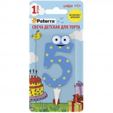 0359 Свеча детская для торта, цифра 5, 1 шт. в упаковке, PATERRA 401-526