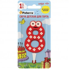 0362 Свеча детская для торта, цифра 8, 1 шт. в упаковке, PATERRA 401-529