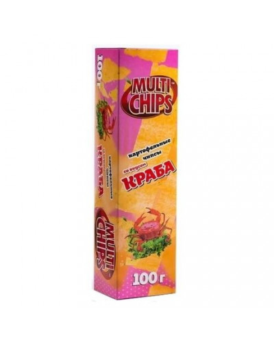 0607 Картофельные чипсы Multichips со вкусом краб 100г/25