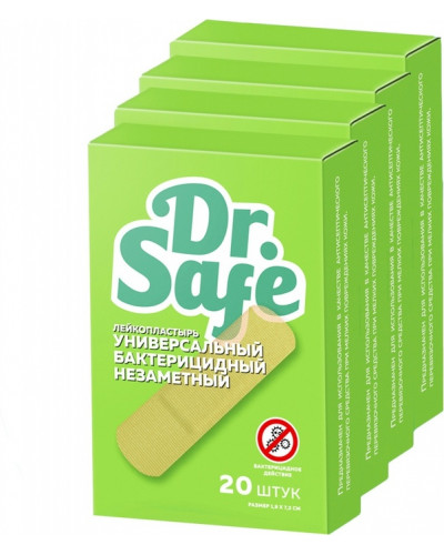 0796 Лейкопластырь бактерицидный DR.SAFE 20шт. 1,9*7,2 см незаметный