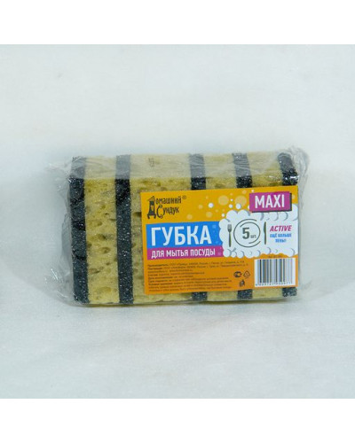 0990 "Домашний Сундук" Губка бытовая MAXI Active 5шт ДС-265