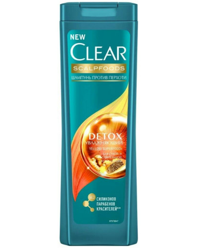 1564 Clear шампунь Scalpfoods Detox Увлажняющий против перхоти, 200 мл /Россия/
