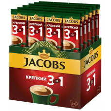 2004 Растворимый кофе Jacobs 3 в 1 КРЕПКИЙ, в стиках, 1 уп., 24*12 г