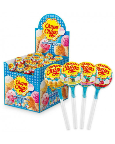 2021 Карамель Chupa Chups на палочке со вкусом мороженого ассорти 12гх100шт