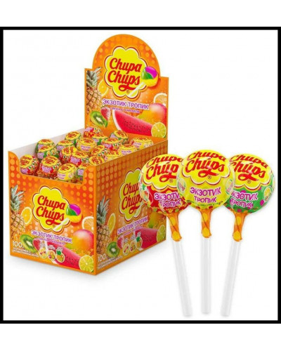 2022 Карамель Chupa Chups на палочке со вкусом Тропик-Экзотик 12гх100шт