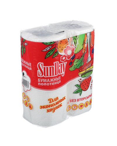 3057 Полотенца бумажные Sunday, двухслойные, 2 рул.