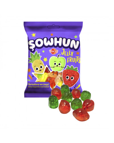 6017 "Şowhun" мармелад со вкусом клубники и зеленых яблок 40*45 gr