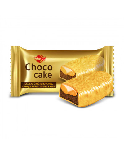 6026 "Choko cake" кекс со вкусом какао с карамельной начинкой, покрытый шоколадом 45*44 gr/гр (GOLD)
